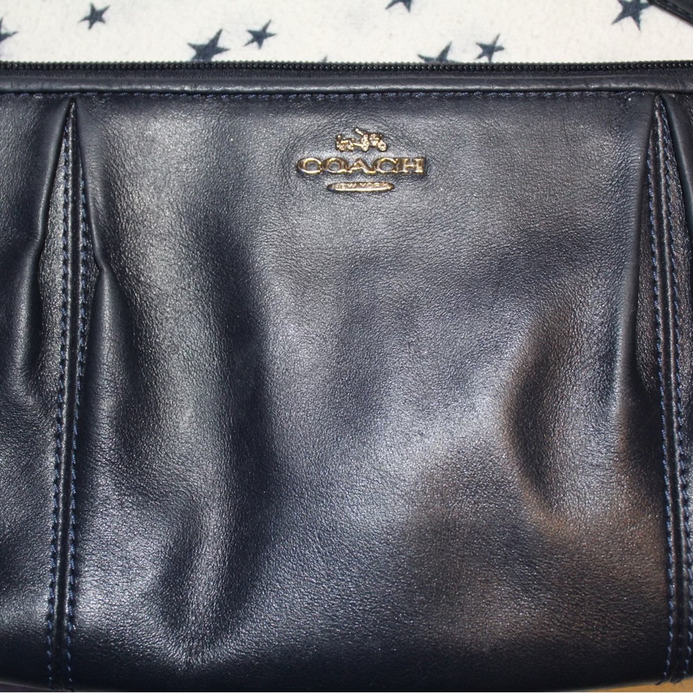 Coach Midnight Blue Leather Wristlet